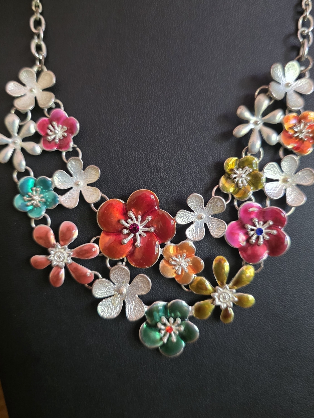 Floral Multi-Color Enamel Statement Necklace - Joyful · Artistic · Whimsical ·